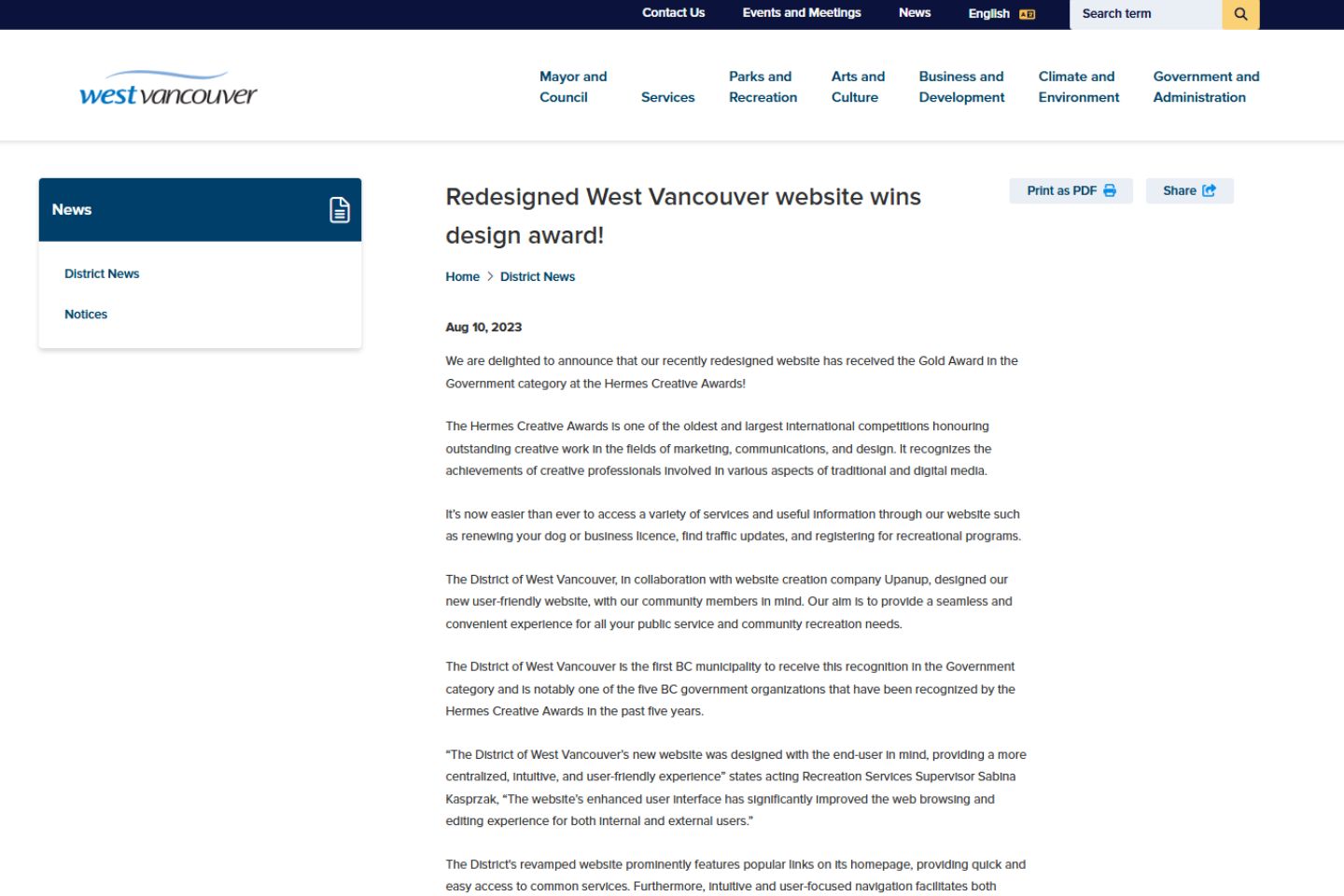 DWV news announcement